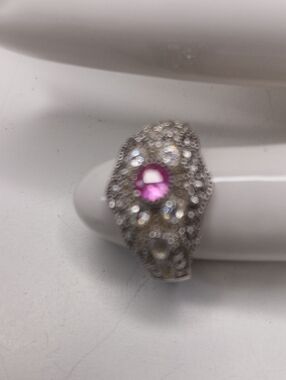 Avon Sterling Silver Vintage Pink Sapphire Color Ring - Size 5